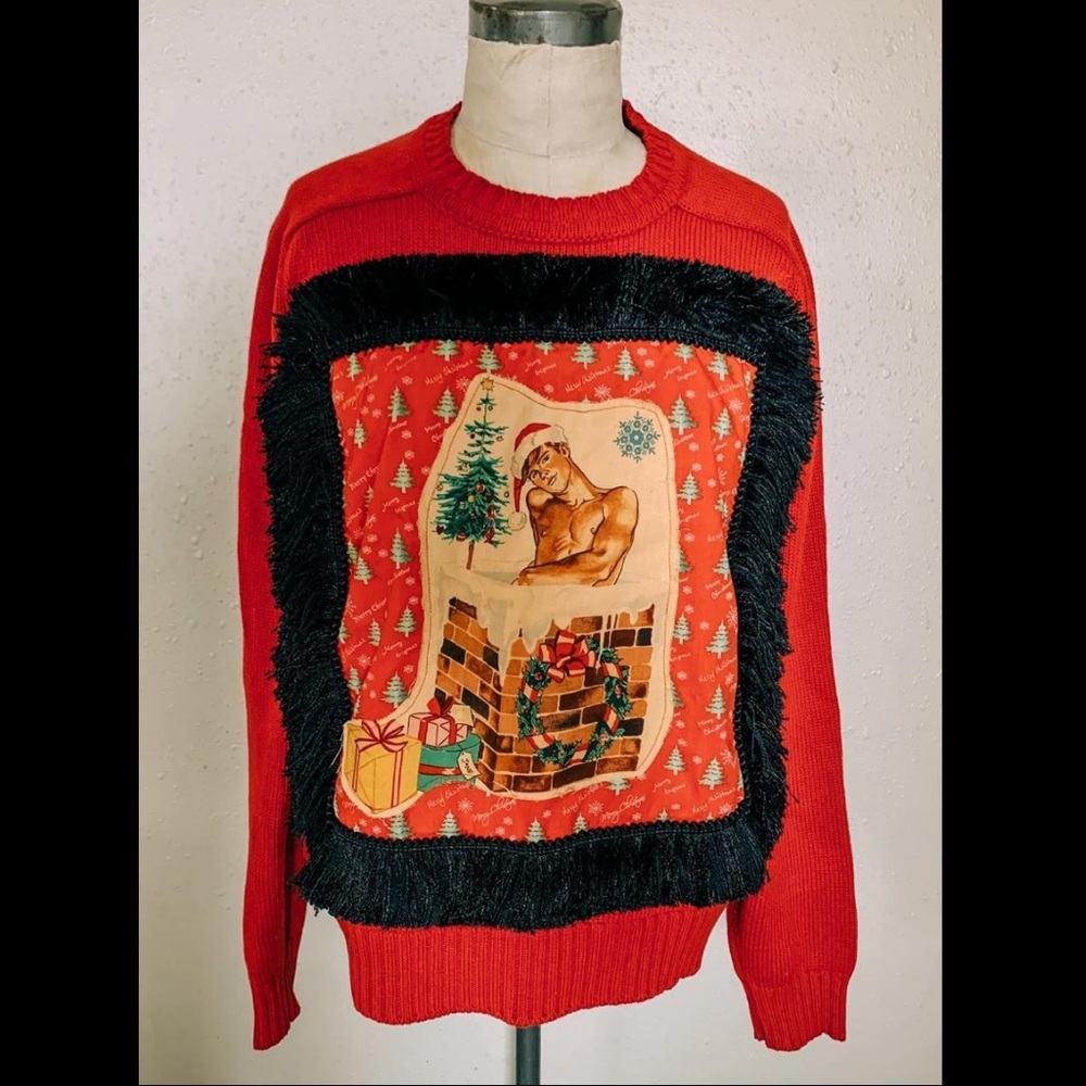 Upcycled Vintage Funny Ugly Christmas Sweater Size M/L